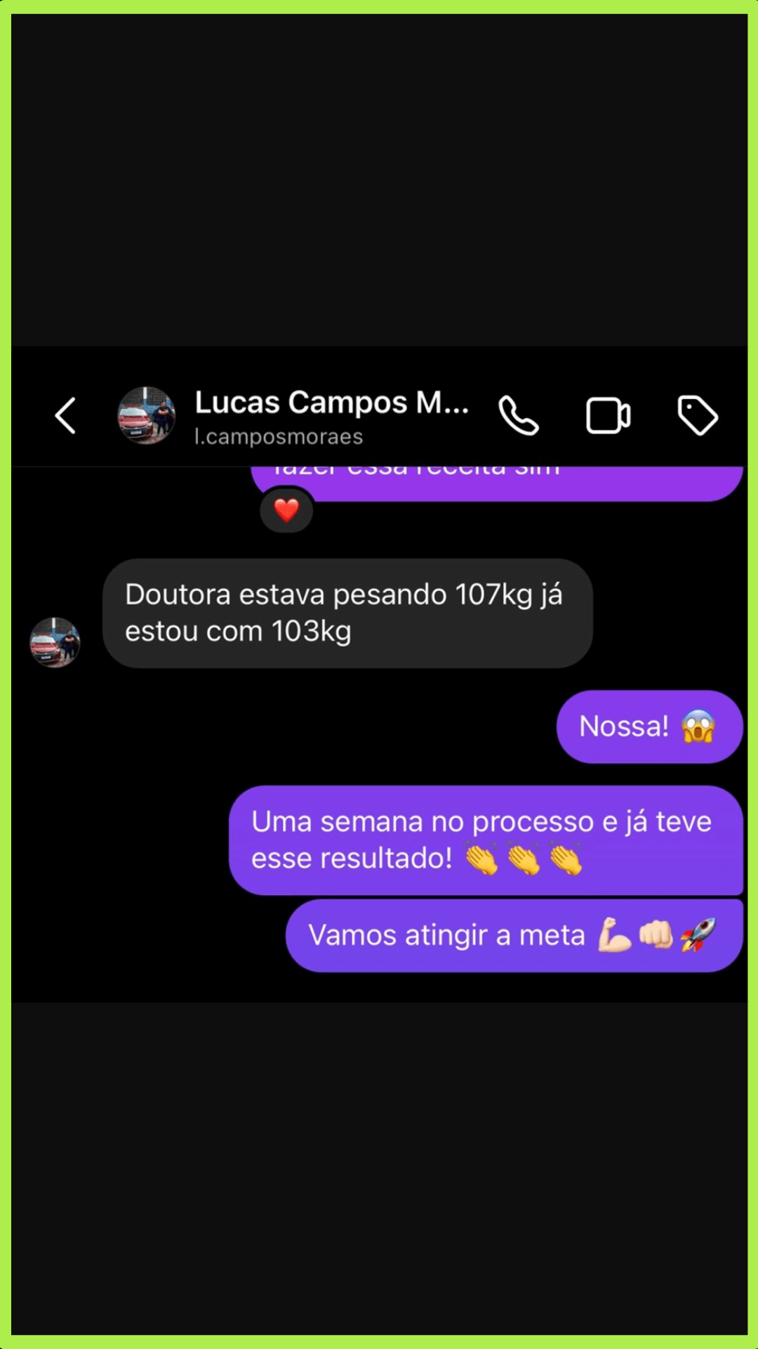 Lucas: Perdeu 4Kg em uma semana
